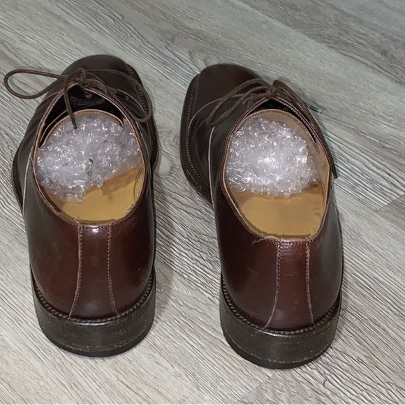 Ermenegildo Zegna Men's Dark Brown Leather Oxfords 8D Square Toe - Picture 5 of 10